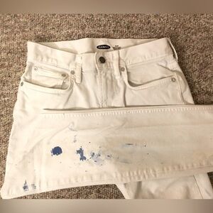 *$ALE*Men’s Old Navy Slim Straight Blue-splattered White Denim Jeans Sz 28 x 30